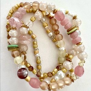 Pastel multi stack of 4 beaded stretch bracelets